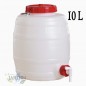 Fût Bidon 10 litres en polyéthylène alimentaire pour liquides et boissons, avec robinet, incolore, 24x32 cm