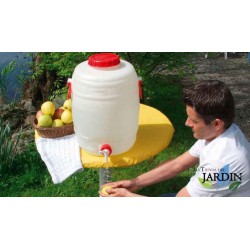 Fût Bidon 30 litres en polyéthylène alimentaire pour liquides et boissons, avec robinet, incolore, 33x47 cm