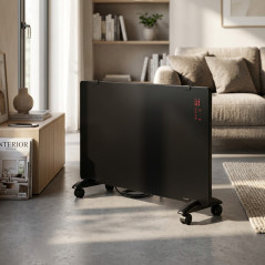 Convector Electrico Negro  750-1500W | Radiador Electrico Bajo Consumo | Calefactor Electrico con Temperatura Ajustable