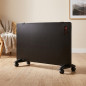 Aquecedor convector preto ajustável 750W-1500W com temporizador, aquecedor de design moderno
