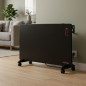 Aquecedor convector preto ajustável 750W-1500W com temporizador, aquecedor de design moderno