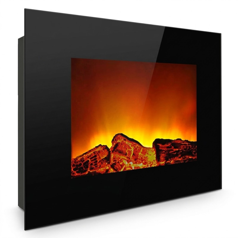 Lareira elétrica de parede de 1800 W com efeito de chama | 60 x 16 x 52 cm | Desligamento automático de segurança e proteção