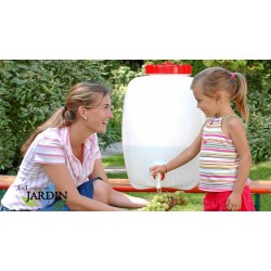 Fût Bidon 150 litres en polyéthylène alimentaire pour liquides et boissons, avec robinet, incolore, 68x47x71 cm