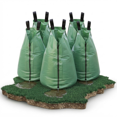 Tree Watering Bag 95L - 25 Gallons | Pack of 5 Green PVC Water Bags | Slow Drip Irrigation | UV Resistant