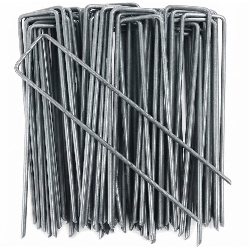Befestigungsklammern für Kunstrasen | 100er-Packung Metall-Befestigungspfähle für Kunstrasennetze | Bodenanker für Gärten
