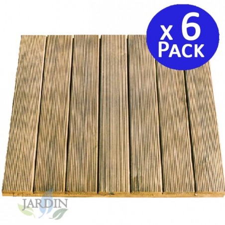 6 Stück Holzfliese gerade 50x50 cm 32 mm für Garten, Außenbodenbelag, Gartendekoration