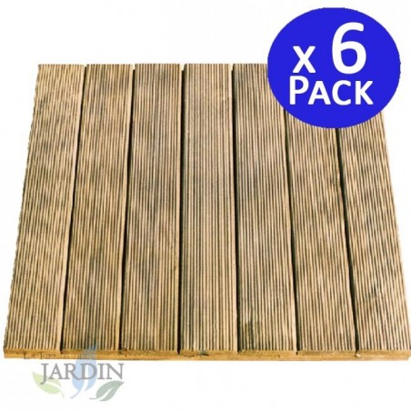 6 x Carrelage en bois droit 50x50 cm et 32 mm 