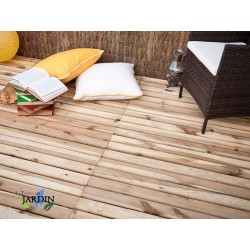 Conjunto de 6 ladrilhos retos de madeira de 50x50 cm e 32 mm para jardim, pavimentação externa e decoração de jardim.