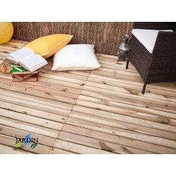 Lot de 6 Carrelage en bois droit 50x50 cm et 32 mm, trottoir extérieur, décoration de jardin