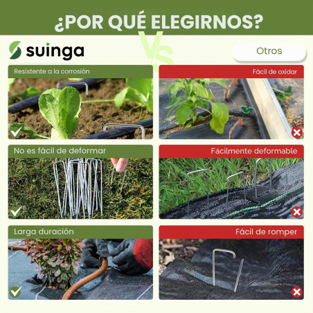 Grapas Cesped Artificial | Pack 10 Estacas, Clavos de Acero Inoxidable Galvanizados