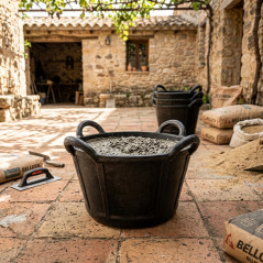 Espuerta de goma Bellota 4 asas, 37 litros. Boca 44 cm, Base 40 cm, Altura 34 cm, contenedor resistente