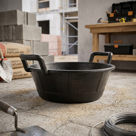 Cestino in gomma Bellota con 2 manici, 11 litri. Apertura 39 cm, base 28 cm, altezza 23 cm, stelo resistente