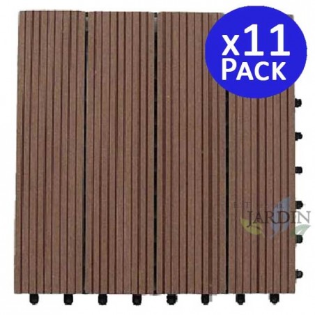 Pacote de 11 ladrilhos de jardim compostos de 30x30 cm e 2 mm, pavimentação externa, terraço, decoração de jardim