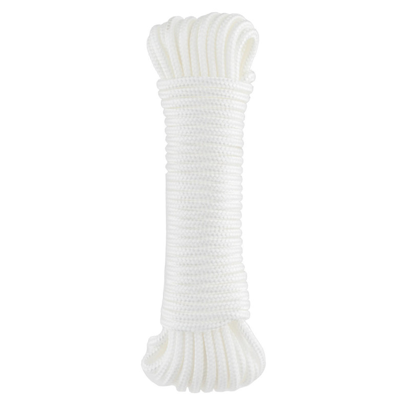 Corde en polypropylène 4 mm, 10 mètres, blanche | Corde haute ténacité | Corde tressée pour stores intérieurs/extérieurs
