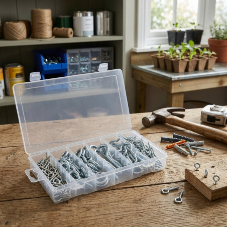Set mit 151 offenen und geschlossenen Ösen | Befestigungsset | Heimwerkerzubehör