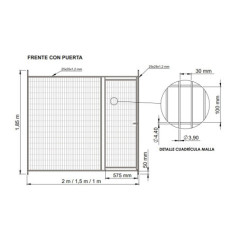 Box per cuccioli 200x185 cm con porta frontale in rete 3x10 cm | Box ecologico per cani