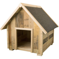 Wooden Dog House 59x61x65 cm | Rustic Gable Dog House for Small Dogs
