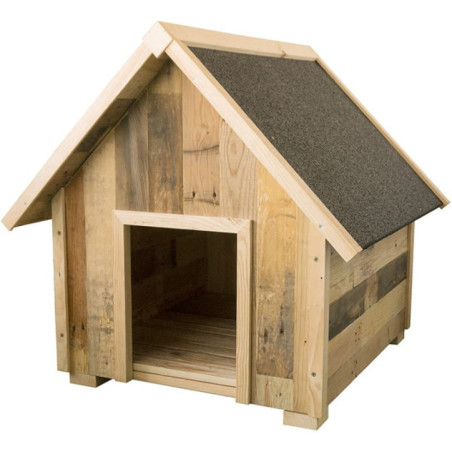 Wooden Dog House 59x61x65 cm | Rustic Gable Dog House for Small Dogs