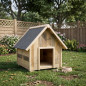 Wooden Dog House 59x61x65 cm | Rustic Gable Dog House for Small Dogs
