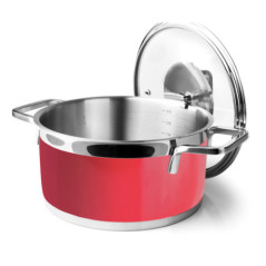 Casseruola Lacor da 24 cm in acciaio inox con coperchio | Adatta a tutti i piani cottura | Capacità 5 litri e altezza 12 cm | La