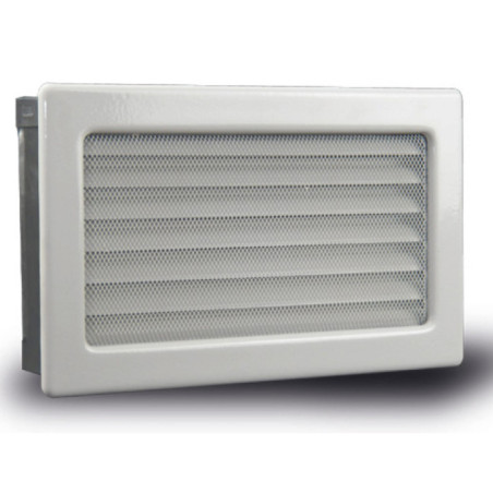 Griglia di ventilazione fissa con pre-telaio, lamelle e rete bianche 30x17 cm | Condotti e aria