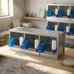 Gabbia per pernici con estensione e 3 scomparti, dimensioni 100,5x45x60 cm | Gabbia zincata per pernici con mangiatoie e abbever