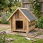 Wooden Dog House 59x61x65 cm | Rustic Gable Dog House for Small Dogs