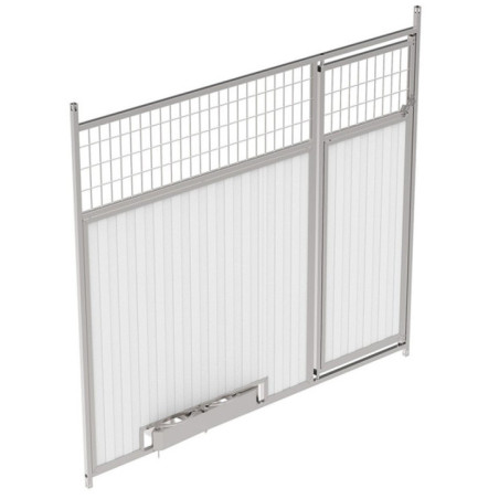 Box per cani misti con apertura frontale, 150x185 cm, con porta e mangiatoia girevole | Box per cani