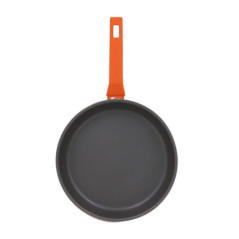 Set of 3 Aluminum Frying Pans | Orange Frying Pan for All Types of Stoves 20cm - 24cm - 28cm | Non-Stick Coating