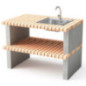 Modulo barbecue da incasso con lavello 101x70x80 cm in mattoni tinteggiati | Base per barbecue da giardino