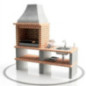 Module barbecue encastrable avec évier 101 x 70 x 80 cm en brique teintée | Socle pour barbecue de jardin extérieur