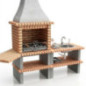 Módulo de churrasqueira embutido com pia, 101x70x80 cm, em tijolo aparente | Base para churrasqueira de jardim externa