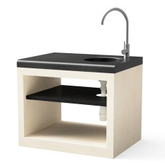 Modulo barbecue da incasso con lavello Kitaway 84x63x85 cm | Base bianca/nera per barbecue da giardino