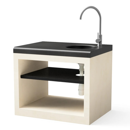Modulo barbecue da incasso con lavello Kitaway 84x63x85 cm | Base bianca/nera per barbecue da giardino