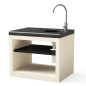 Modulo Barbacoa de Obra con Fregadero Kitaway 84x63x85 cm | Base Blanca/Negra para Barbacoa de Jardín Exterior