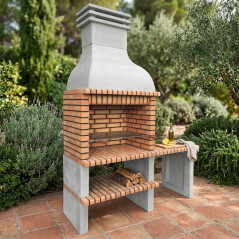 Barbecue in mattoni Ondara 178x70x255 cm con griglia 84,5x55 cm | Barbecue in cemento e mattoni per giardino