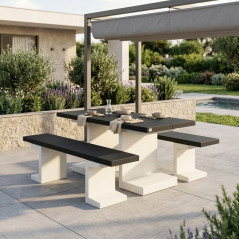 Set da picnic Kitaway per giardino: tavolo da 180 cm + 2 panche | Mobili da esterno per giardino e patio