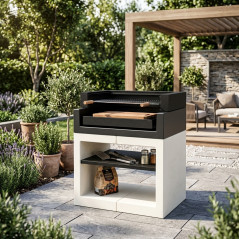 Kitaway Modulo barbecue da incasso 84x63x101 cm | Base bianca/nera per barbecue da giardino
