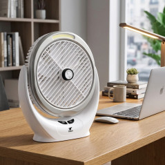 Portable Fan with LED Light | 6" Rechargeable Fan | 180° Adjustable Tilt | 23.8 x 20.5cm | USB Type-C Charging
