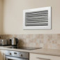 Grille de ventilation fixe avec cadre blanc, lamelles et maille 30 x 17 cm | Conduits et air Grille de ventilation fixe avec cadre blanc, lamelles et maille 30 x 17 cm | Conduits et air