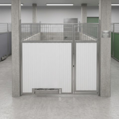 Box per cani misti con apertura frontale, 150x185 cm, con porta e mangiatoia girevole | Box per cani