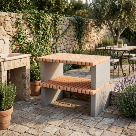 Modulo barbecue da costruzione 101x70x80 cm in mattoni colorati | Base per barbecue da giardino