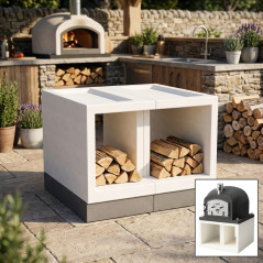 Base per forno Kitaway 100x100x65 cm | Supporto in cemento liscio per forno da esterno