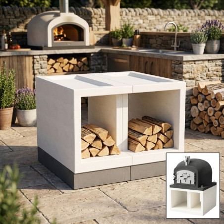 Base per forno Kitaway 100x100x65 cm | Supporto in cemento liscio per forno da esterno