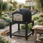 Forno a legna Kitaway con base 100x100x170 cm nero | Interno 90 cm | Forno esterno con isolamento e manometro Forno a legna Kitaway con base 100x100x170 cm nero | Interno 90 cm | Forno esterno con isolamento e manometro