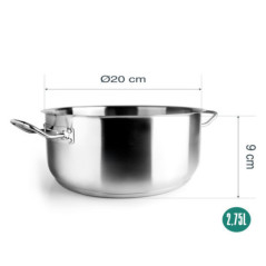 Lacor Edelstahl-Auflaufform, 20 cm, ohne Deckel | Für alle Herdarten geeignet | 2,75 l Fassungsvermögen | Spülmaschinenfest