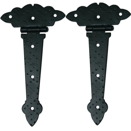 Confezione da 2 cerniere in ferro battuto nero 120x65 mm | Cerniera per porte, cancelli, recinzioni da giardino, recinzioni per 