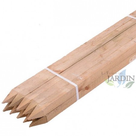 Poste tutor de madera 150 cm, diámetro 3 cm. 10 unidades