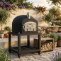 Forno a legna Kitaway con base 100x100x170 cm nero | Interno 90 cm | Forno esterno con isolamento e manometro Forno a legna Kitaway con base 100x100x170 cm nero | Interno 90 cm | Forno esterno con isolamento e manometro