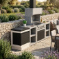 Kitaway Modulo per rifiuti da barbecue 63x42x85 cm | Base in cemento per barbecue da incasso da esterno